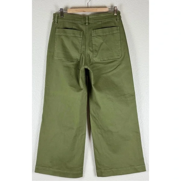 Everlane Women's Wide-Leg Pants in Olive Green - Picture 4 of 9